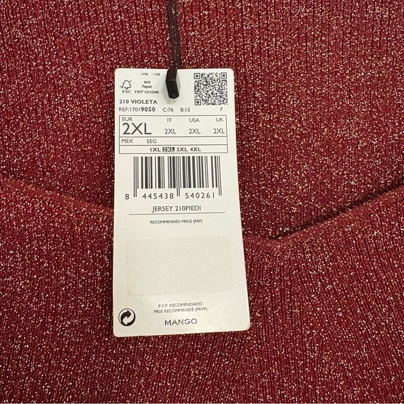 MNG Red/Orange Shimmer Top‎ Size 2XL - Picture 5 of 7